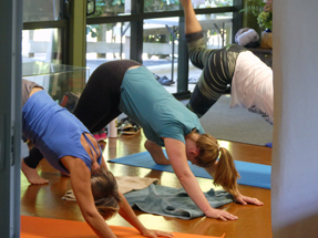 Bianca and the downward facing dog Biancas first yoga session