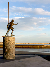 Young Nick calls out first land ahoy!, but his captain becomes more famous than him Young Nick Statue