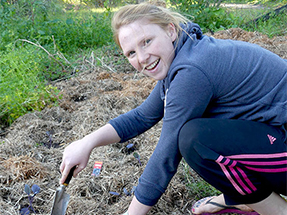 Bianca is gardening