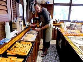 Sweet potatoes and flat bread