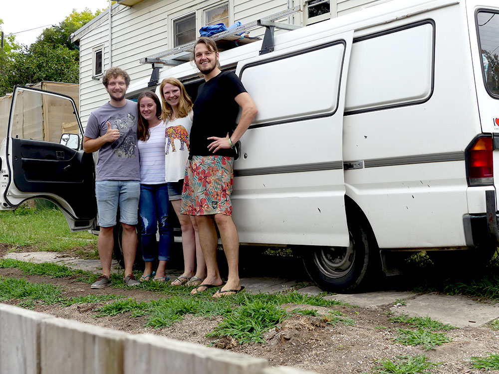 The new travel mates and owners of Fritzi: Reece & Faye from Essex near London Reece, Faye Bianca and Thomas