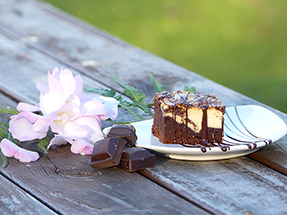Cream Cheese Brownie ready to serve. Who could resist that? Cream Cheese Brownie - who could resist?