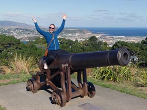 Bianca sits on Cannon