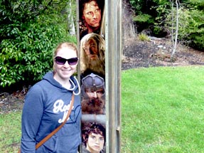 Bianca in front of a Lord of the Rings display