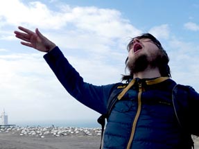 Thomas in front of the gannets colony