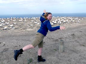 Bianca in front of the gannets colony