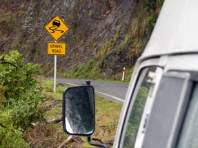 Gravel road sign